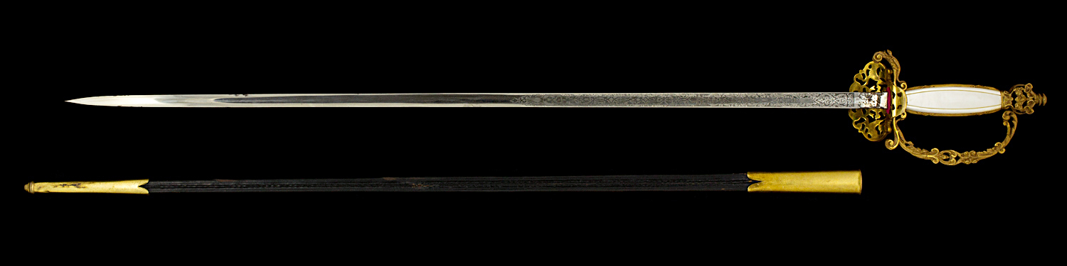 S000002_Belgian_Civil_Servant_Smallsword_Full_Reverse_Next_to_Scabbard