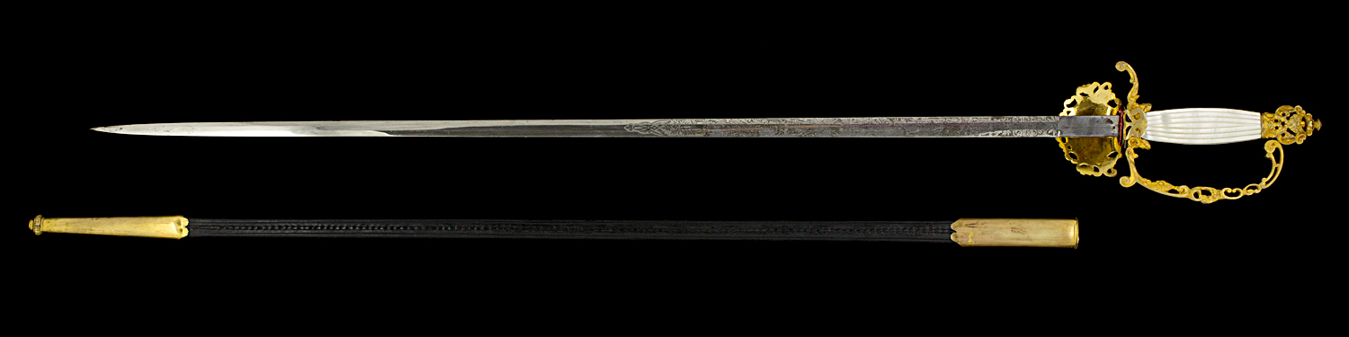 S000029_Belgian_Civil_Servant_Smallsword_Full_Reverse_Next_to_Scabbard