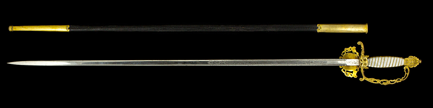 S000084_Belgian_Wired_Grip_Court_Sword_Full_Reverse_Next_to_Scabbard