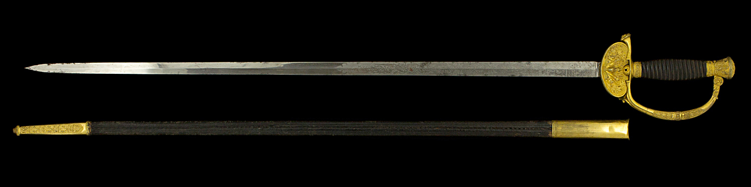 S000086_Belgian_Superior_Officer_Smallsword_Full_Reverse_Next_to_Scabbard