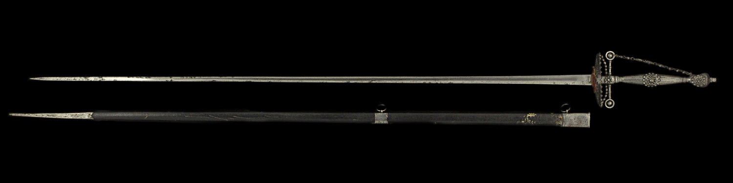 S000148_British_Cut_Steel_Smallsword_Full_Reverse_Next_to_Scabbard