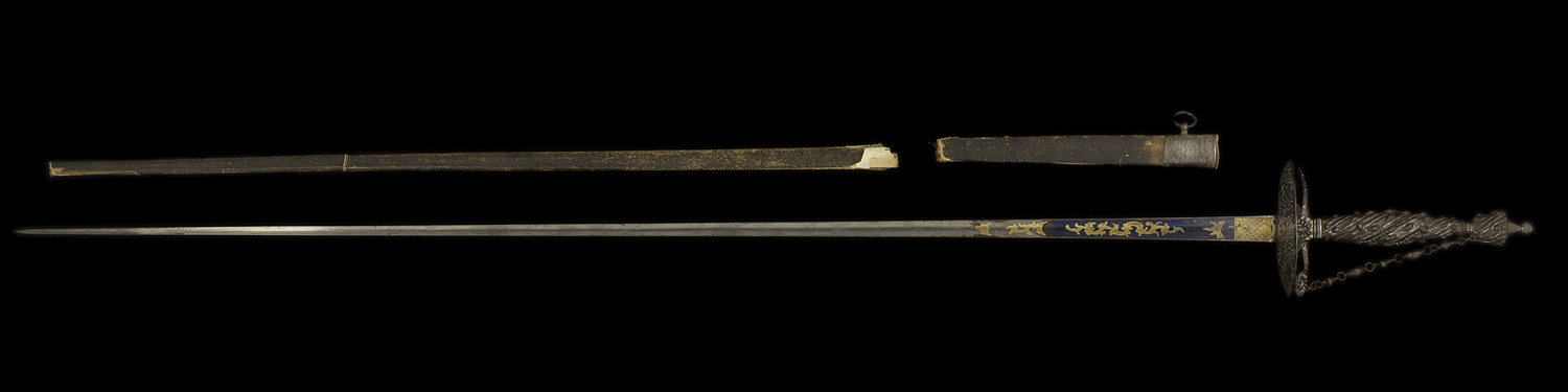 S000196_British_Cut_Steel_Smallsword_Full_Reverse_Next_to_Scabbard